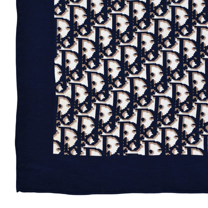 Vintage Dior trotter silk scarf navy & beige
