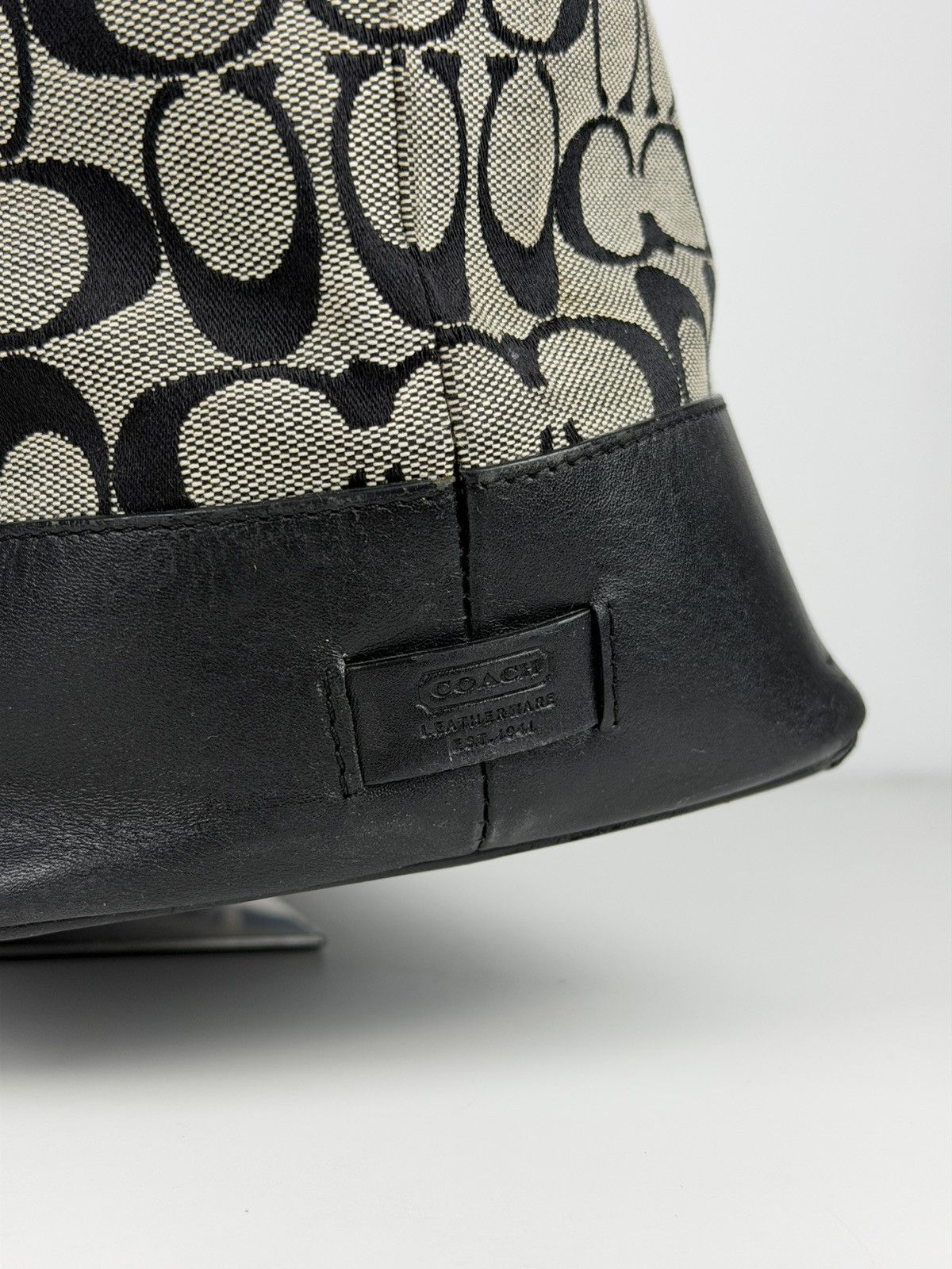 Coach signature leather and canvas tote bag