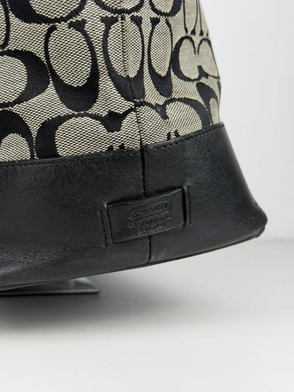 Coach signature leather and canvas tote bag