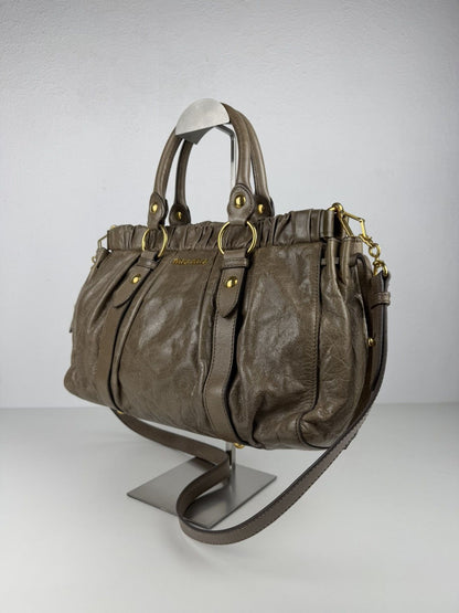 Miu Miu vitello bauletto aperto gathered leather handbag
