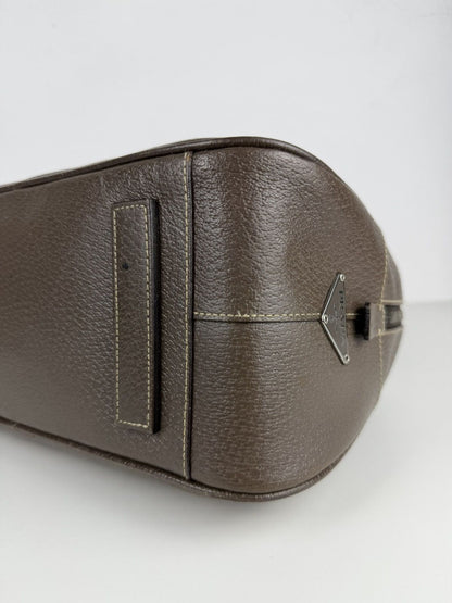 Prada saffiano leather triangle logo mini bowling bag