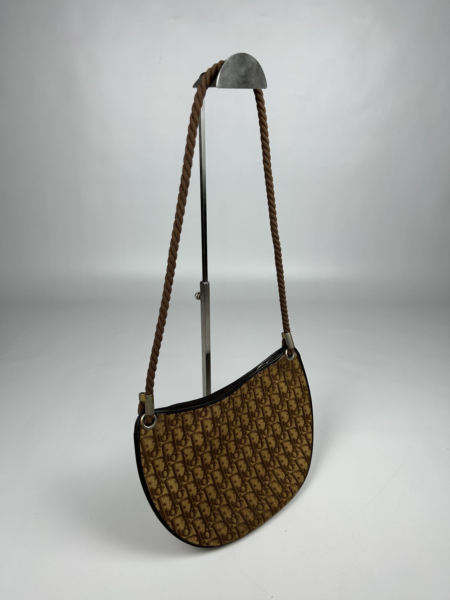 Vintage 80s Dior trotter oblique monogram rope shoulder bag