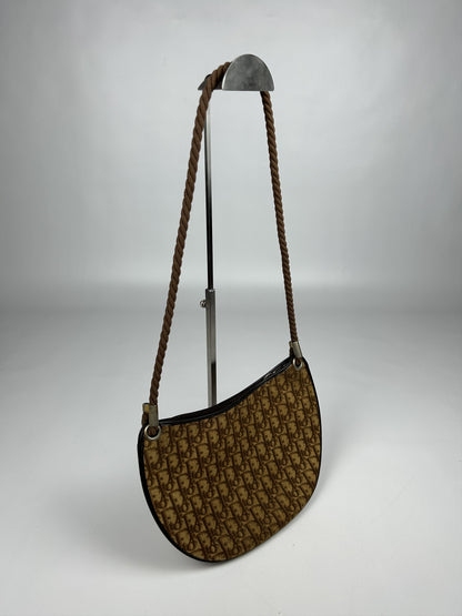 Vintage 80s Dior trotter oblique monogram rope shoulder bag
