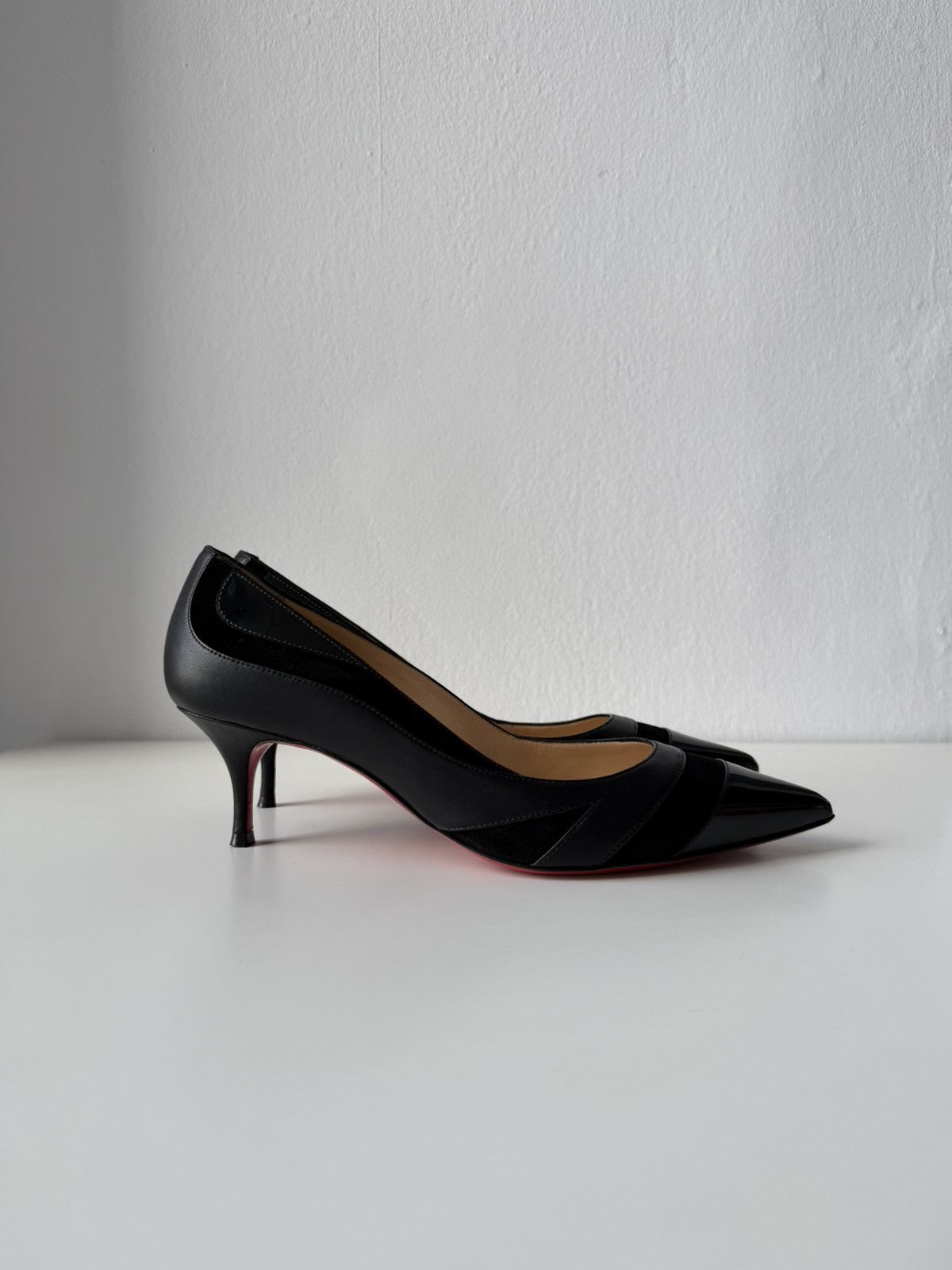 Christian Louboutin eklectica 55 mixed leather kitten heels