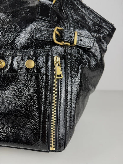 SS2009 YSL Rive Gauche sac downtown patent leather tote bag
