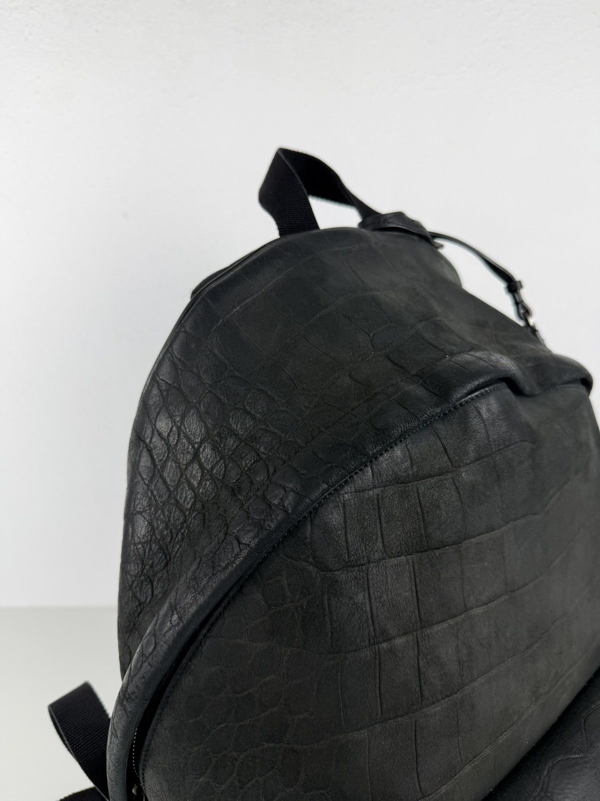 2021 Saint Laurent croc embossed leather city backpack