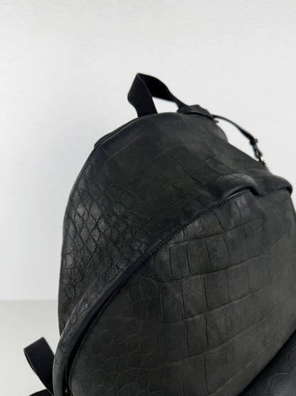 2021 Saint Laurent croc embossed leather city backpack