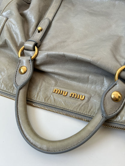 Miu miu vitello bow bag in blueish gray