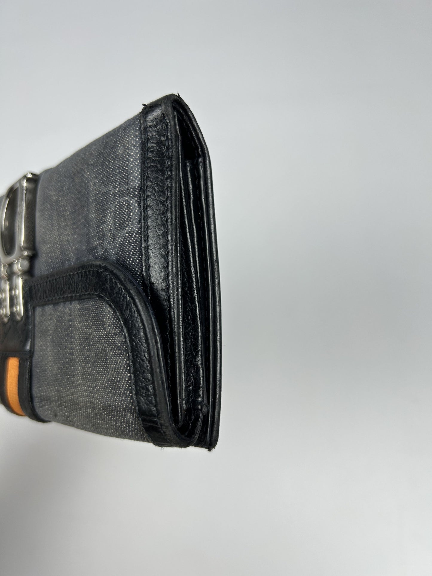 Dior flight monogram canvas and leather long trifold wallet