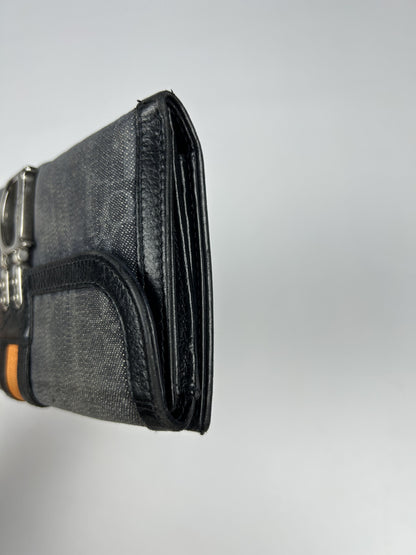 Dior flight monogram canvas and leather long trifold wallet