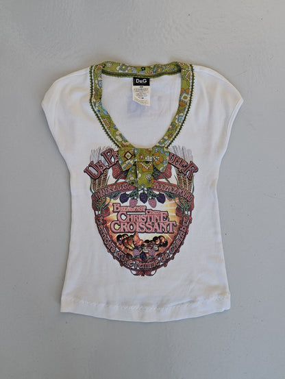 Archive y2k Dolce Gabbana Christine Croissant ribbed top