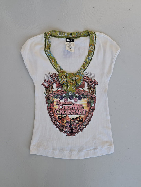 Archive y2k Dolce Gabbana Christine Croissant ribbed top