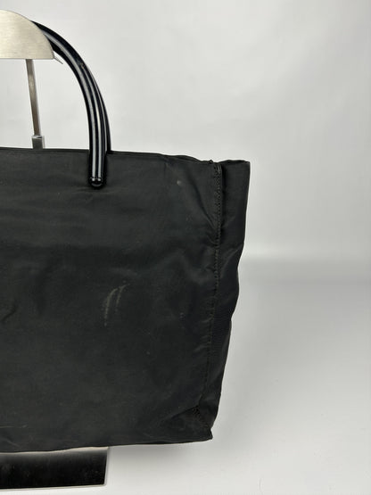 Vintage y2k prada nylon triangle logo plastic handle bag