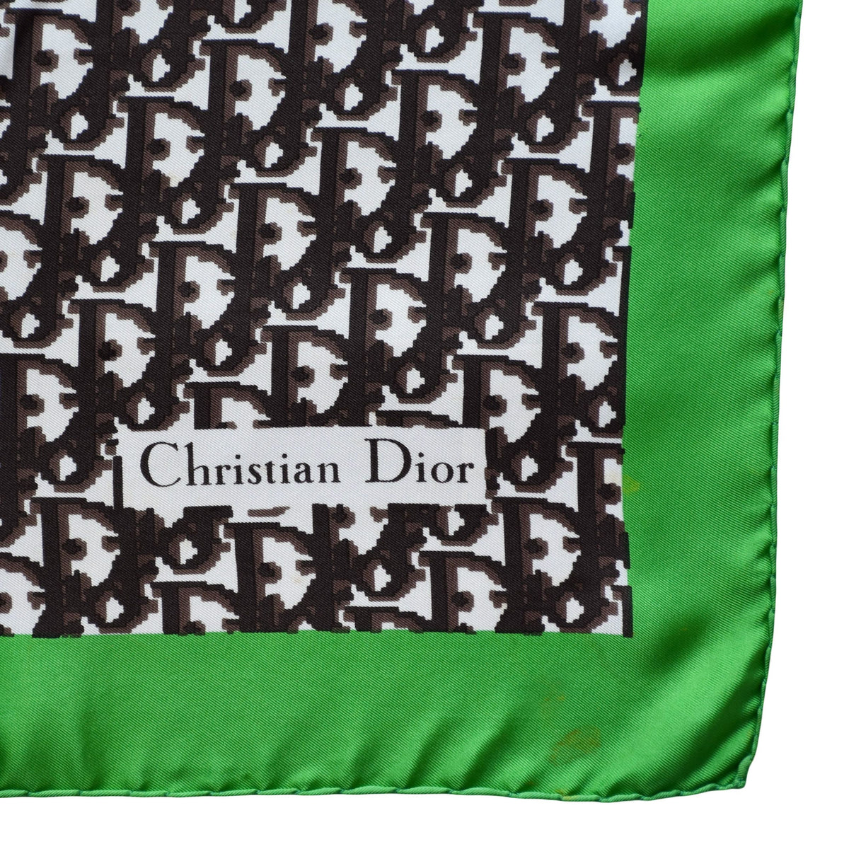 Vintage Dior trotter silk scarf brown & green