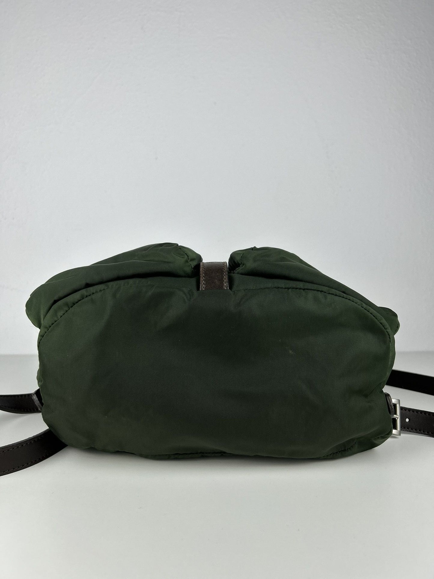 Vintage Prada nylon and leather triangle logo cargo backpack