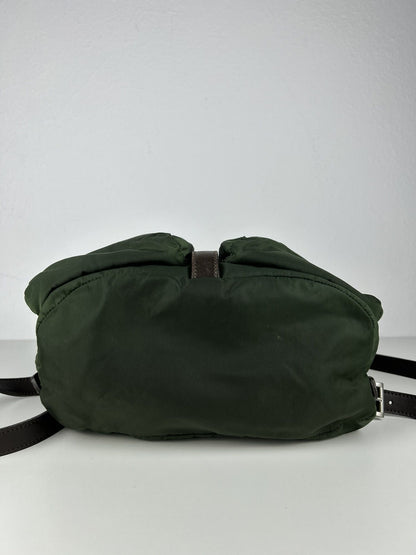 Vintage Prada nylon and leather triangle logo cargo backpack
