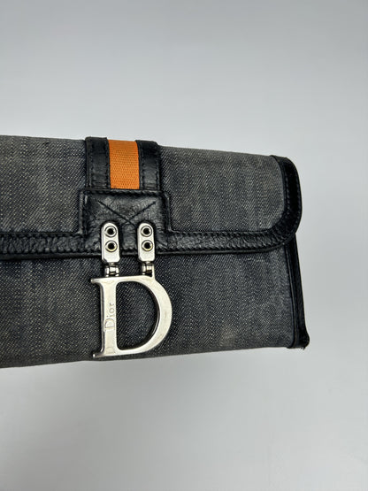 Dior flight monogram canvas and leather long trifold wallet