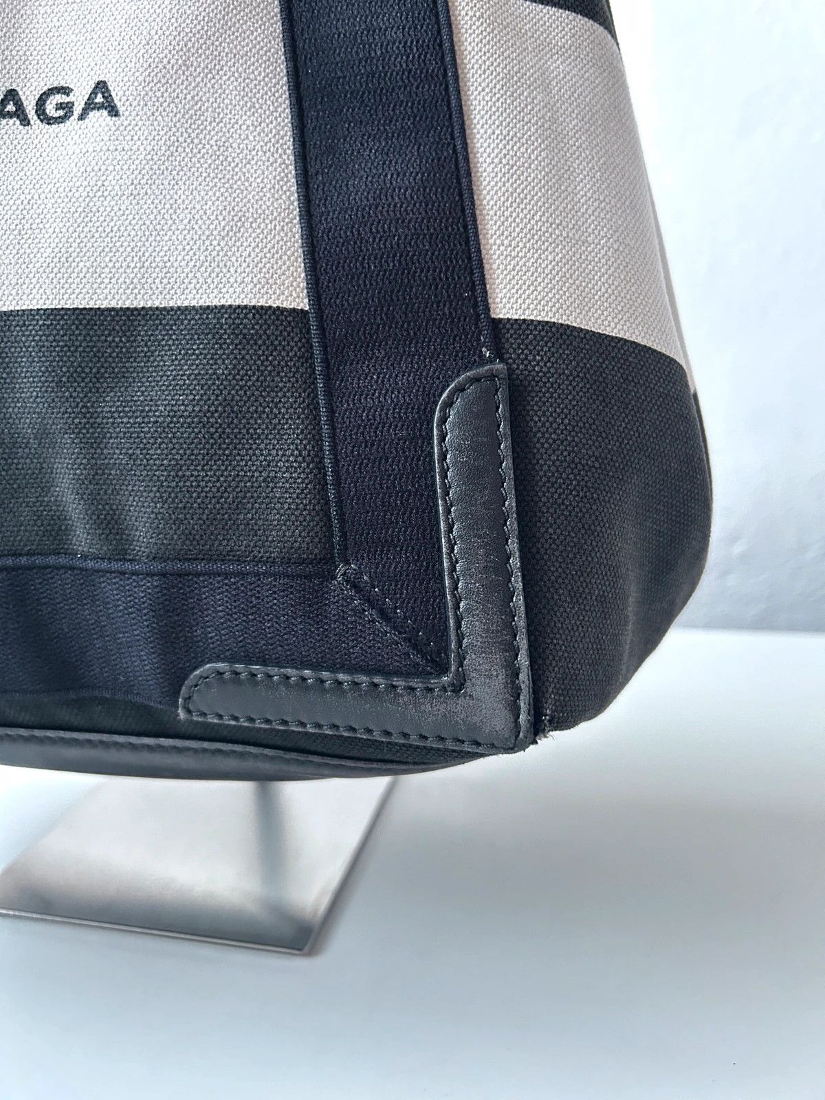 Balenciaga navy cabas logo tote bag small