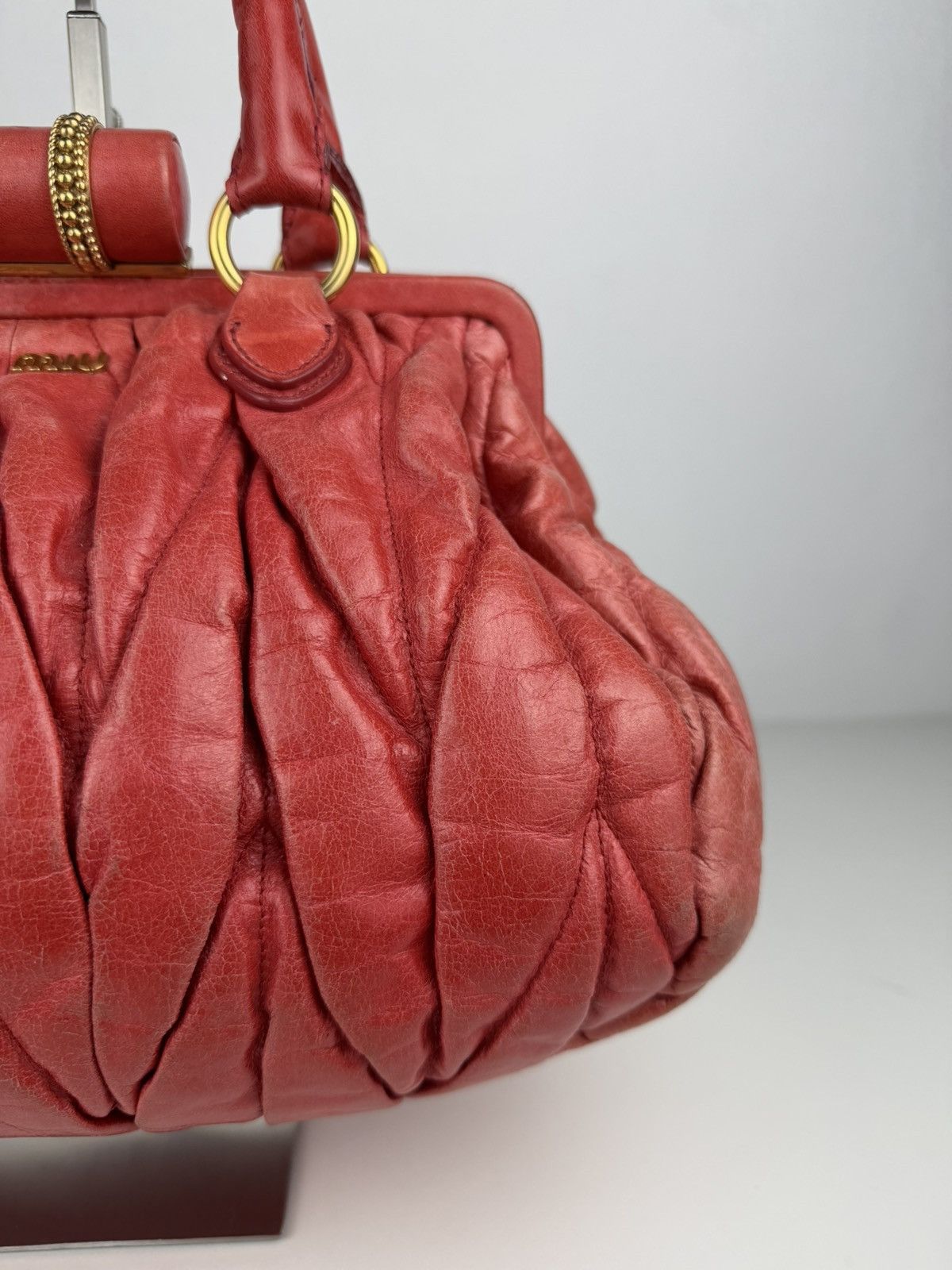 Miu Miu matelasse pleated leather handbag