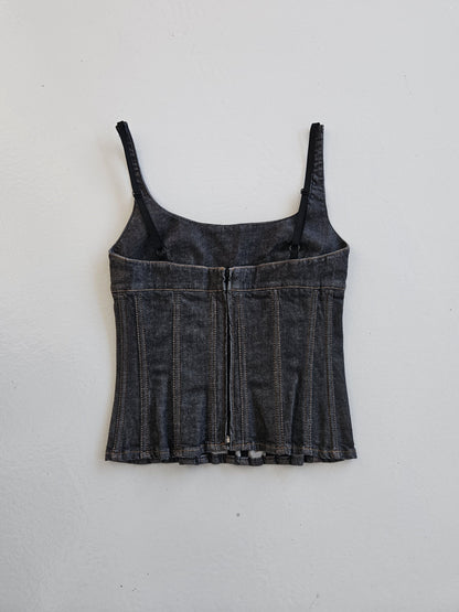 Archive y2k Dolce gabbana denim pleated corset top
