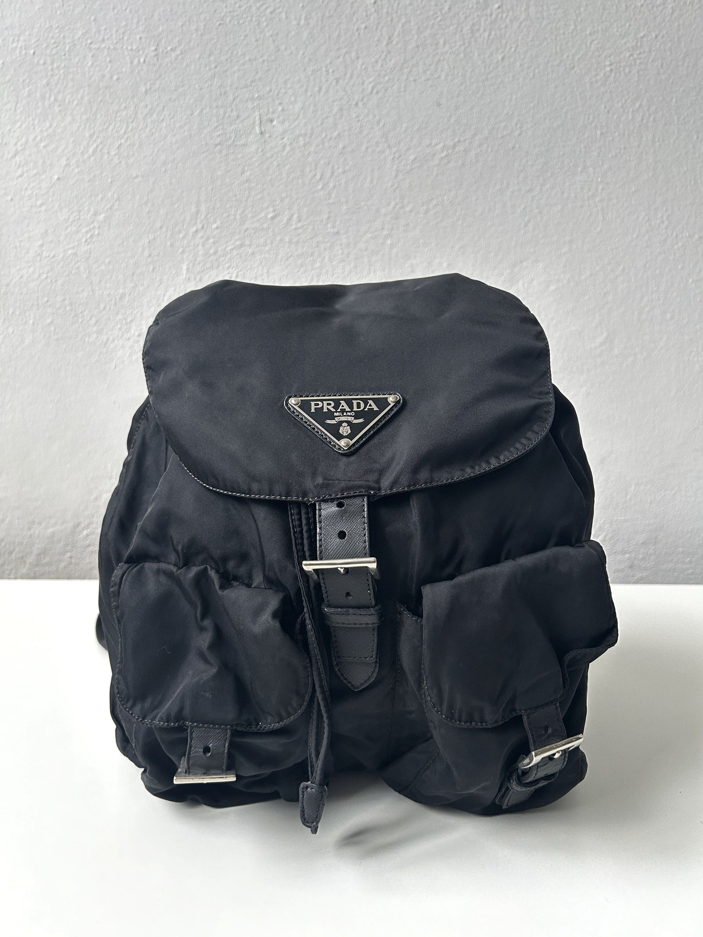 Vintage Prada nylon triangle logo cargo backpack