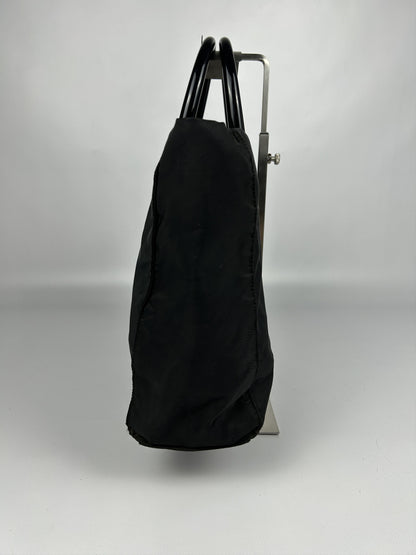 Vintage y2k prada nylon triangle logo plastic handle bag