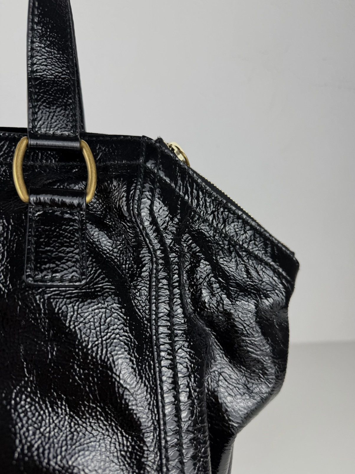 SS2009 YSL Rive Gauche sac downtown patent leather tote bag