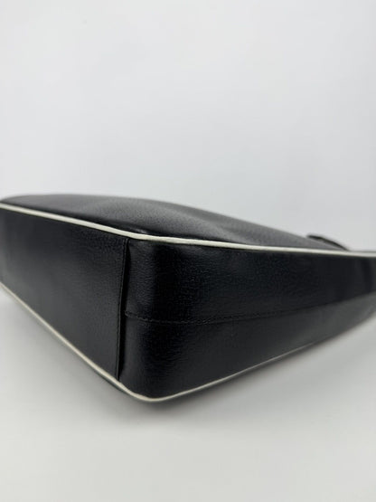 Vintage Prada leather triangle logo tote bag