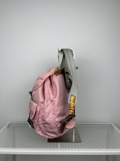 Prada nylon triangle logo pink backpack