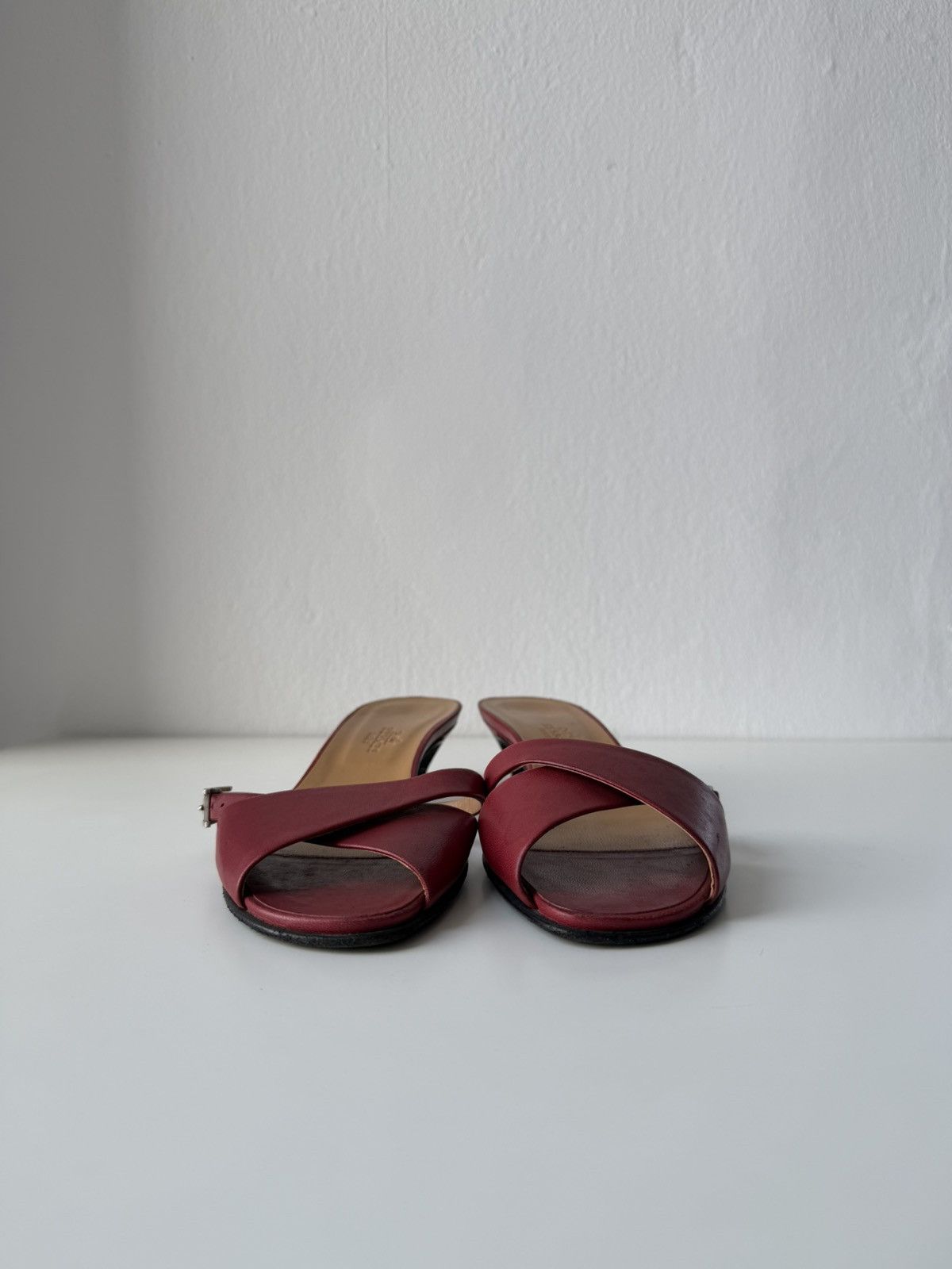 Hermes Kiton open toe kitten heel mules
