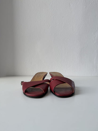 Hermes Kiton open toe kitten heel mules