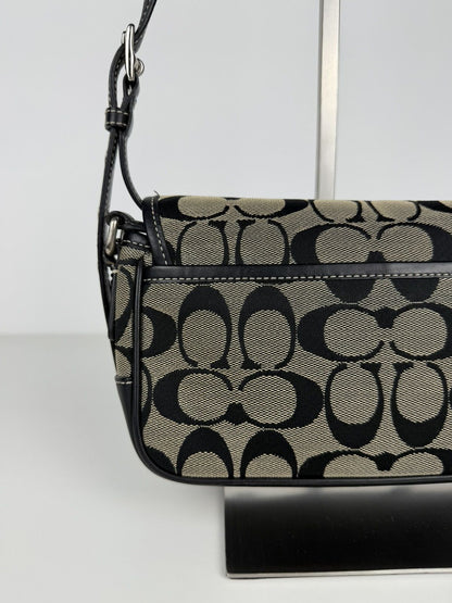 Coach signature leather and canvas shoulder/ crossbody bag
