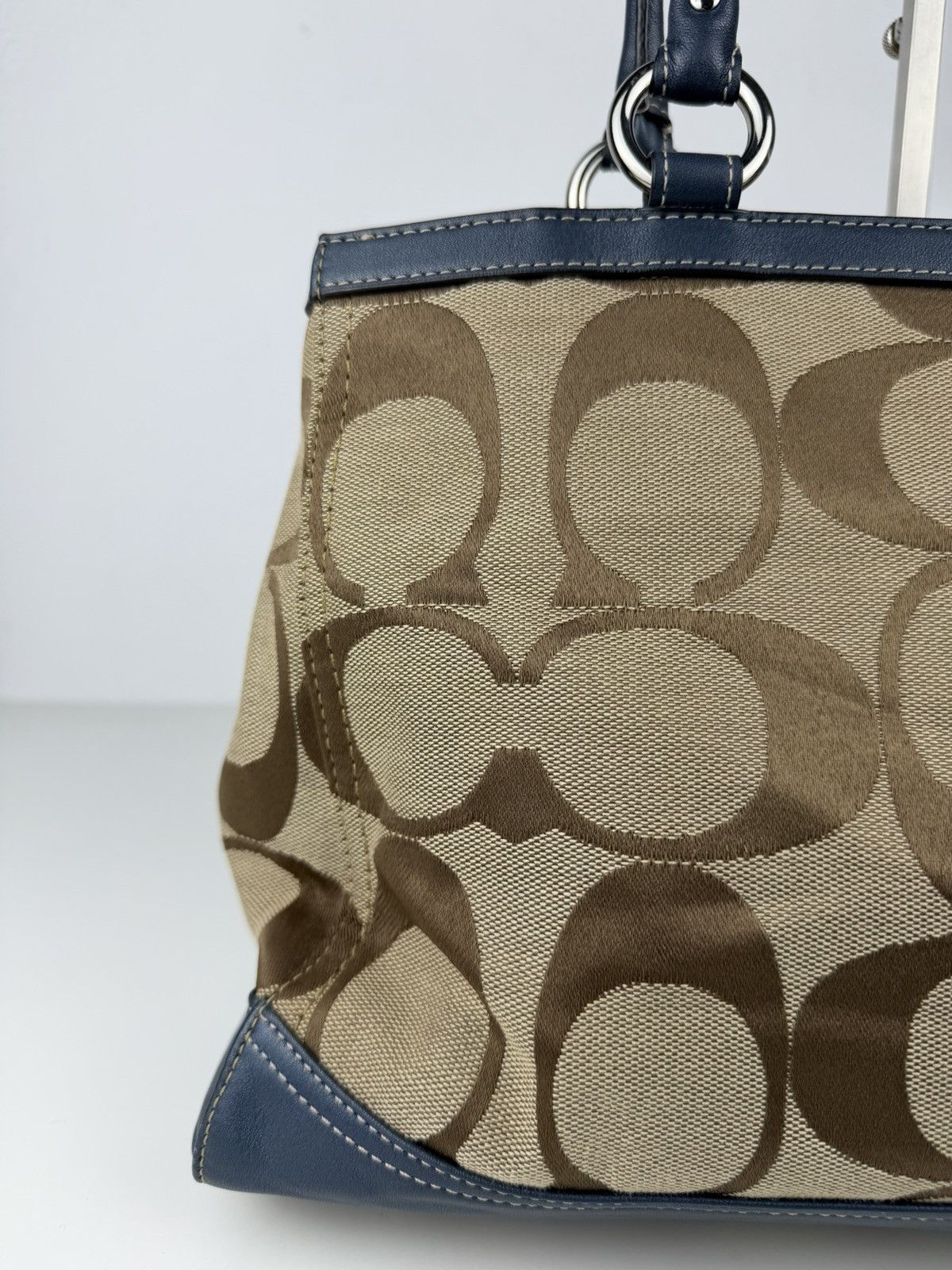 Coach park signature carryall canvas and leather tote