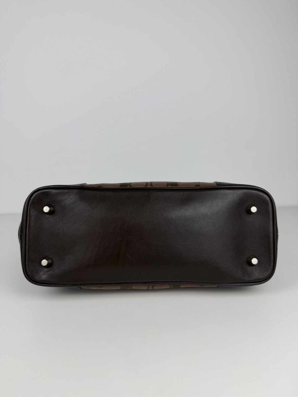 Coach Hamptons leather and canvas signature tote