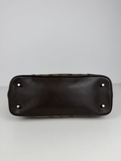 Coach Hamptons leather and canvas signature tote