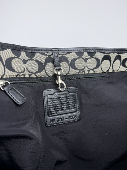 Coach signature leather and canvas tote bag