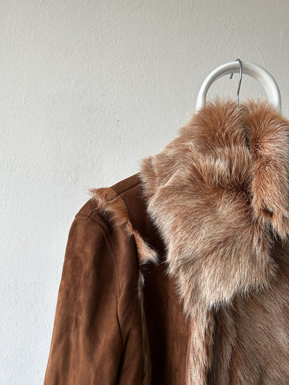 Vintage suede short penny lane/ afghan coat