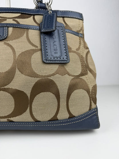 Coach park signature carryall canvas and leather tote