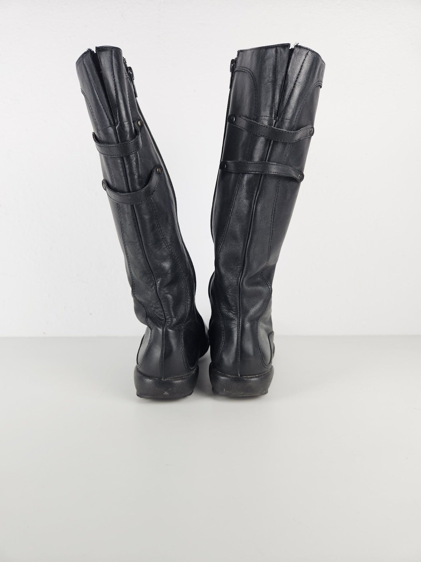 Vintage y2k avant garde leather biker boots