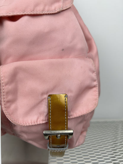 Prada nylon triangle logo pink backpack