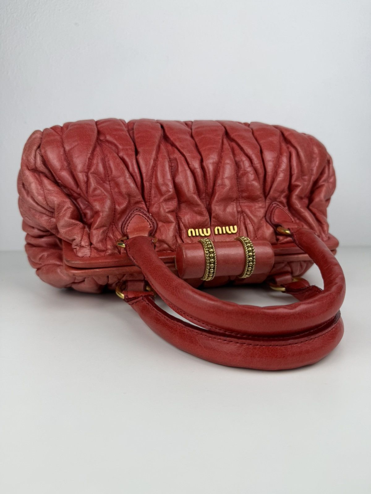 Miu Miu matelasse pleated leather handbag