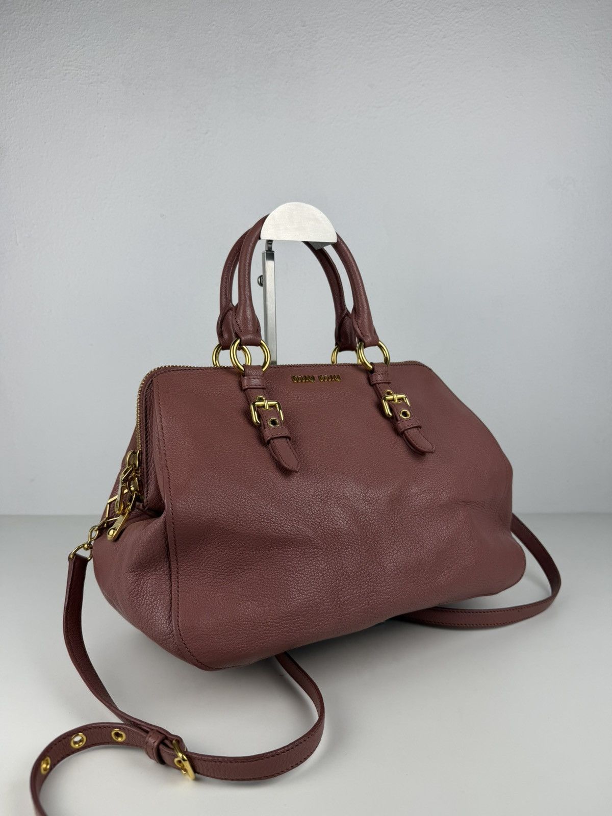 Miu Miu madras leather mini bowling bag