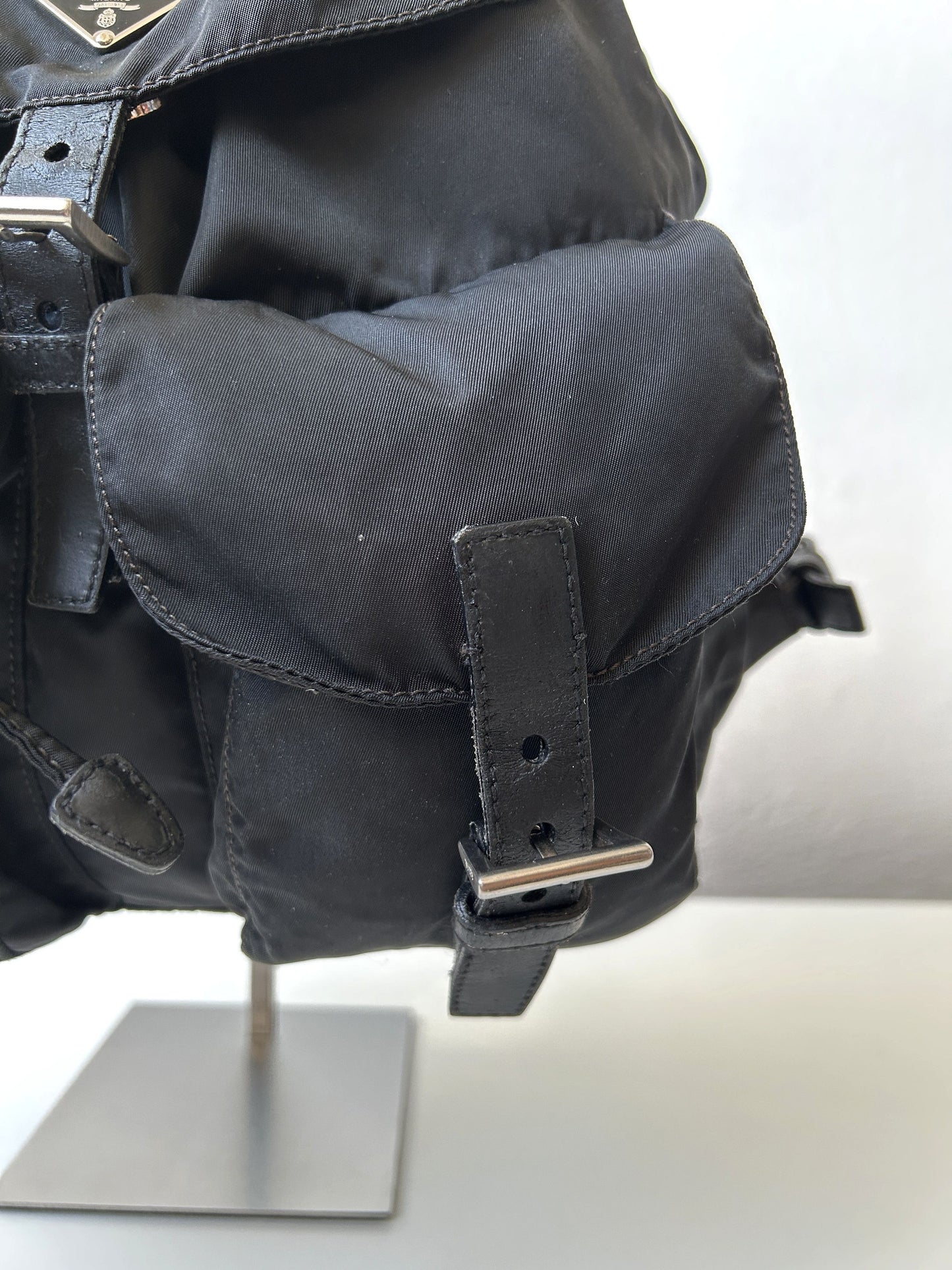 Prada nylon triangle logo cargo backpack