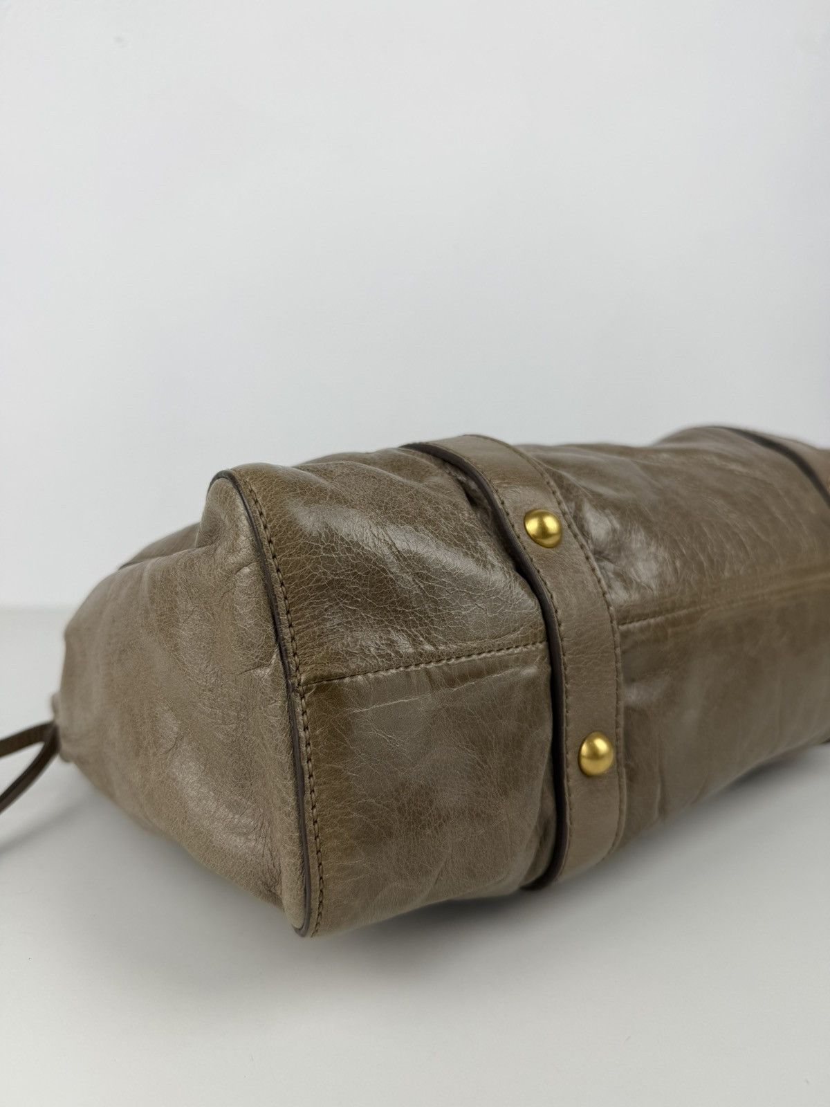 Miu Miu vitello bauletto aperto gathered leather handbag