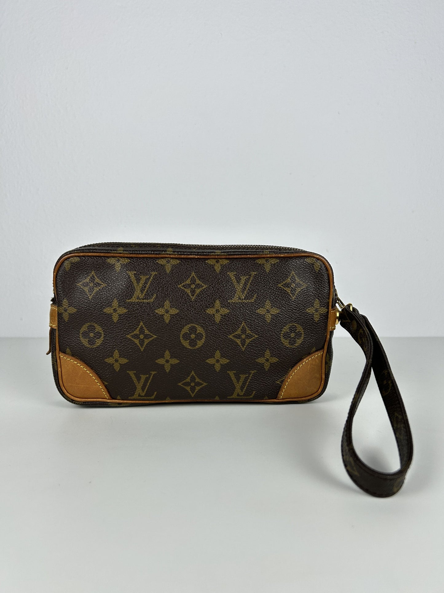 Vintage 80s Louis Vuitton marly dragonne monogram wristlet clutch bag