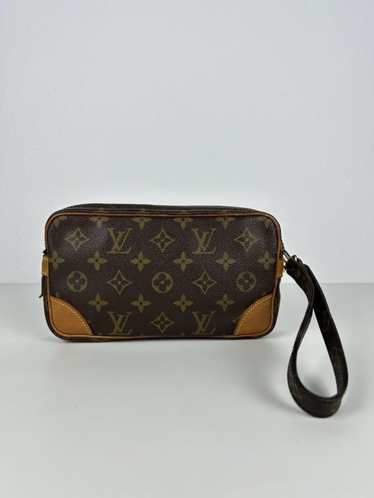 Vintage 80s Louis Vuitton marly dragonne monogram wristlet clutch bag