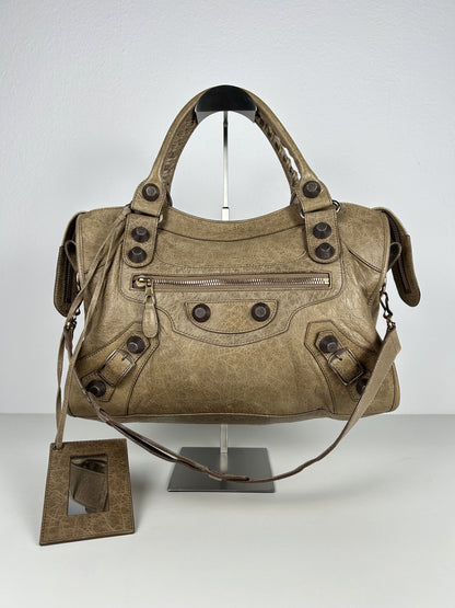 Balenciaga giant hardware city bag in beige