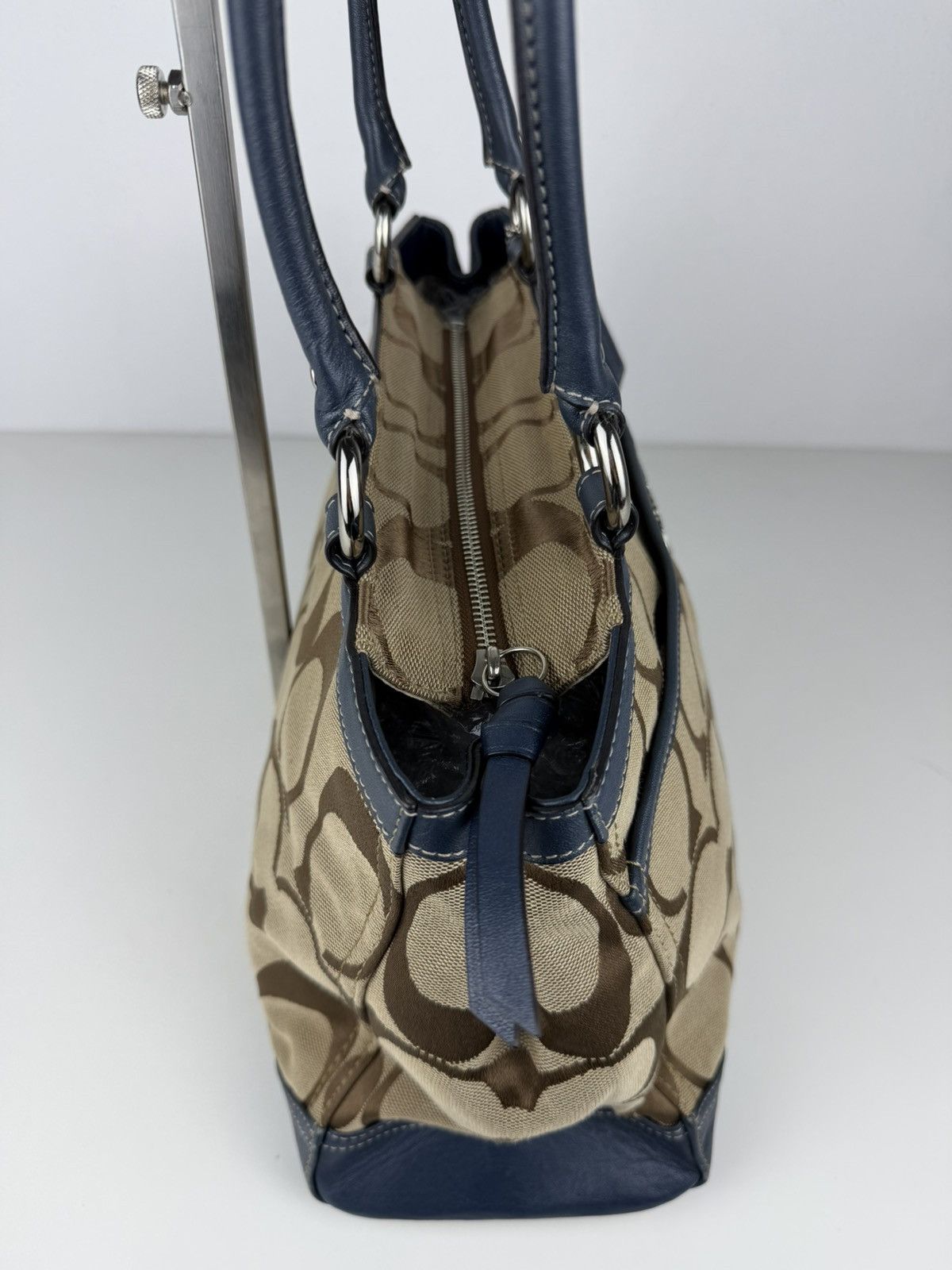 Coach park signature carryall canvas and leather tote