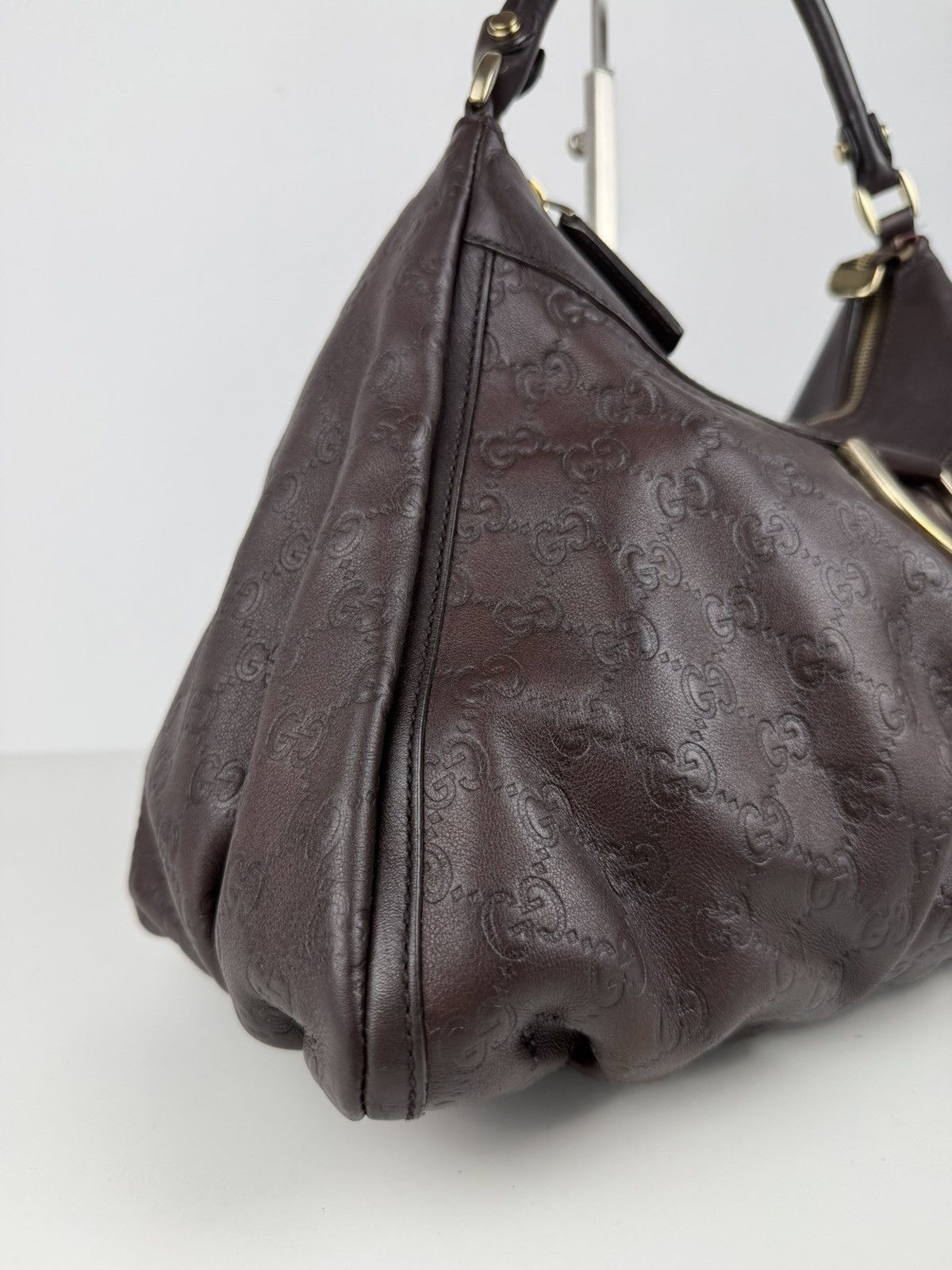 Gucci Abbey d-ring large guccissima leather monogram handbag