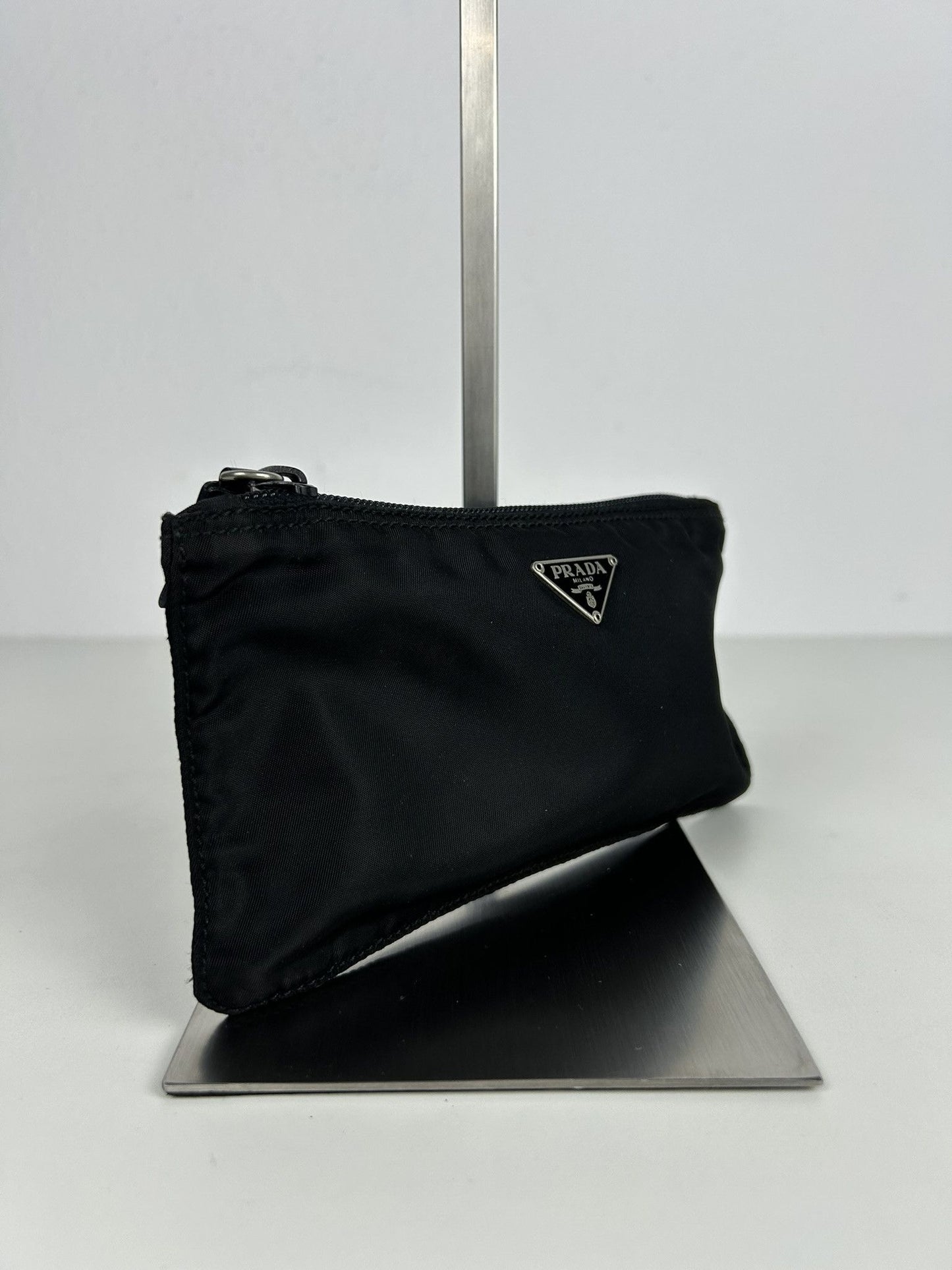 Prada nylon triangle logo mini pouch